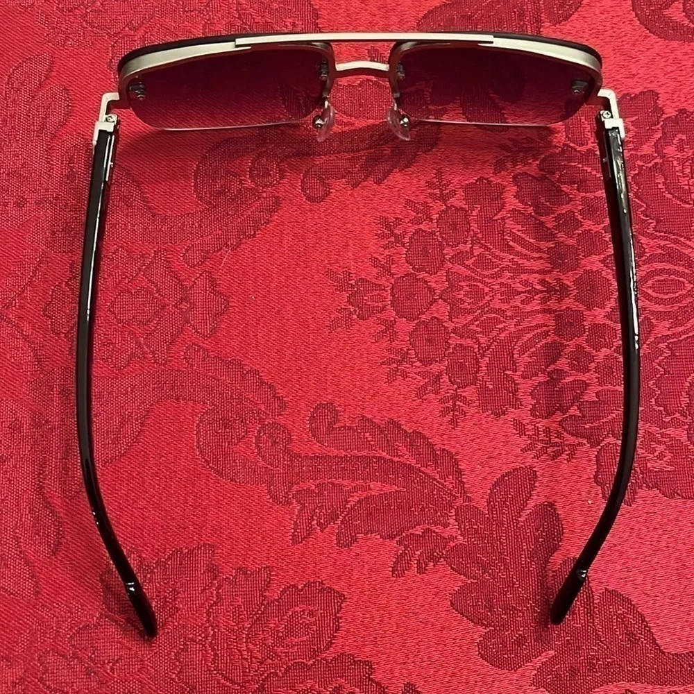 NWOT John Varvatos Square Metal Frame Rimless Sunglasses Smoky Gradient Lens